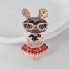 Cartoon Cute Glasses Rabbit Brooches For Women Sparkling Bunny Brooches Versatile Shiny Corsage Clothing Accessories Gifts
