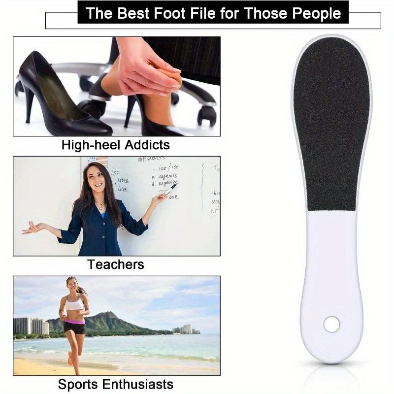 Dual-Grit Double-Sided Foot Files, Coarse & Fine Pedicure Foot Scraper, Callus Remover, Heel Scrubber, Exfoliating Foot Rasp with Plastic Handle