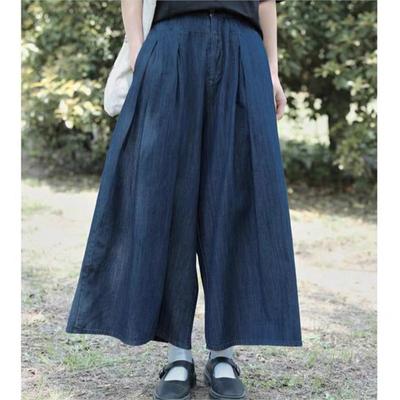 Japanische Vintage weites Bein Culottes Frauen lose lässig abgeschnitten Hose Sommer Herbst lässig einfache Hose