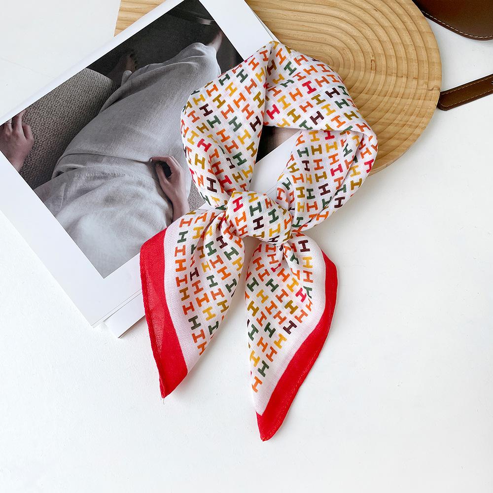 Mary Herringbone cashew silk scarf, color-blocking square scarf, literary vintage small scarf, decorative scarf, breathable scarf