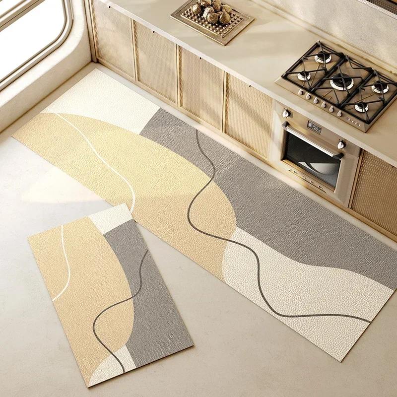 Kitchen Floor Mat Pvc Waterproof Oil-proof Carpet Mats Long Home Decoration Leather Rug Non-slip Custom Alfombra Cocina