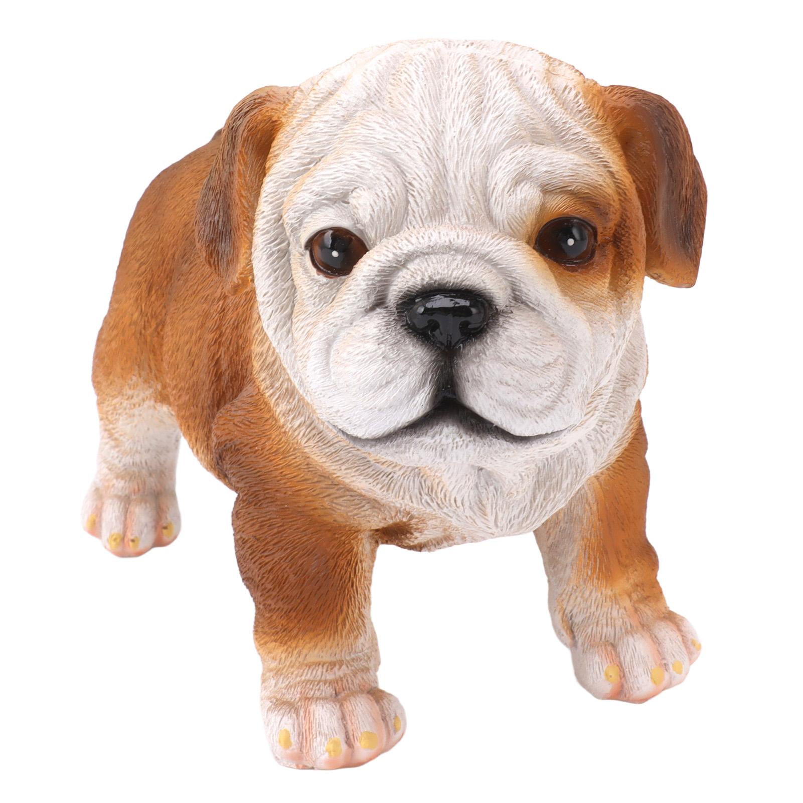 

English Bulldog Puppy Statue Lifelike Resin Bulldog Sculpture for Garden Lawn Porch Decoration Standing Bulldog
