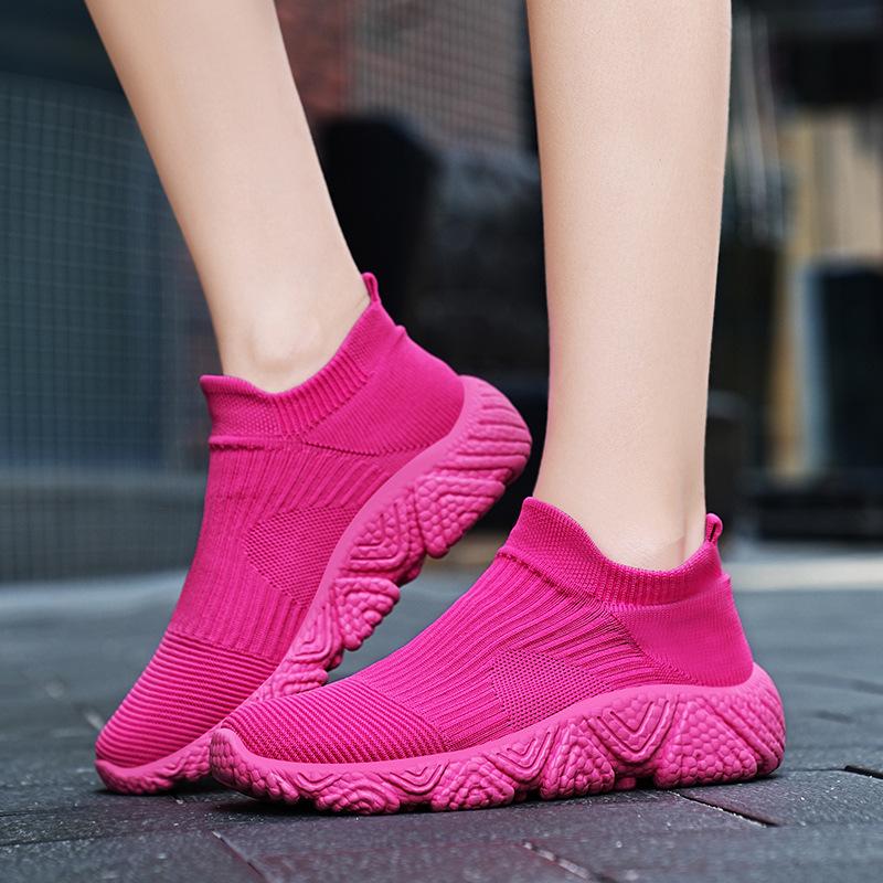 Summer New Men's Sports and Leisure Shoes Fly-woven Breathable Socks Shoes Middle-aged and Elderly Walking Shoes One-pedal Shoes