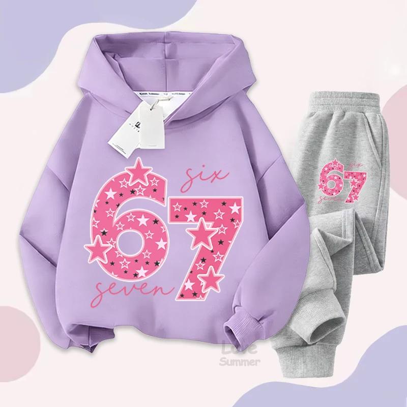 New Winter 2026 Six Seven Italian Brainrot 67 Number Girls hoodie Pants Casual Sports Set Children's Sweatshirt Hoodie suits