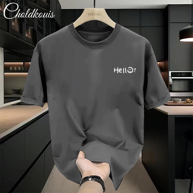 

Минималистичная футболка с принтом и короткими рукавами для мужчин, хлопковые летние топы 3XL