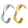 Yousheng Glossy Metal Cuff Bangle Double Layer Geometric Irregular Cross Ripple Opening Jewelry Bangle Women Girls Party