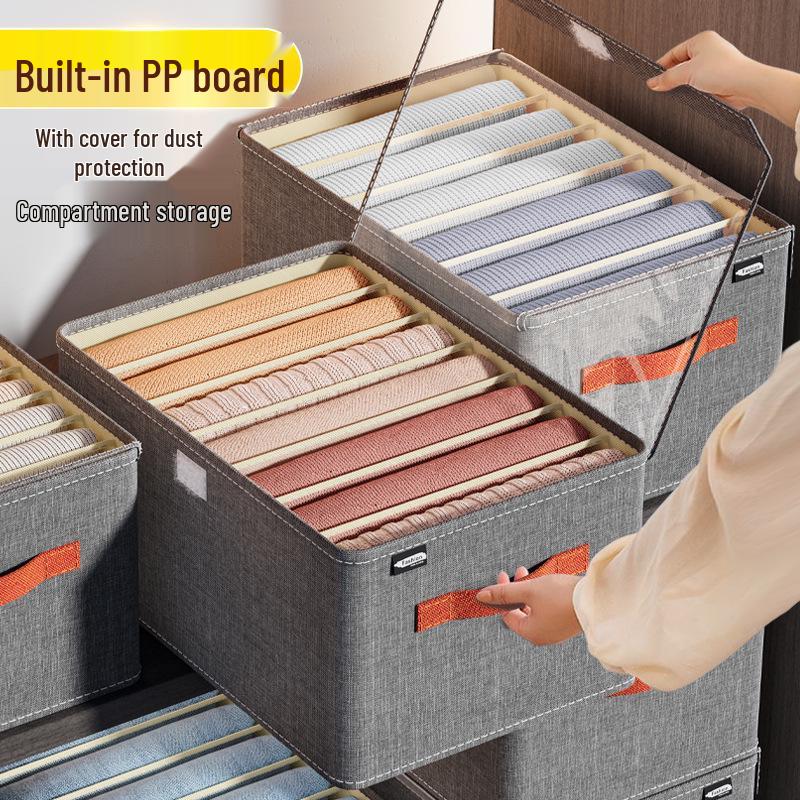 Foldable Fabric Storage Bin with Lid for Clothes and Pants Organization