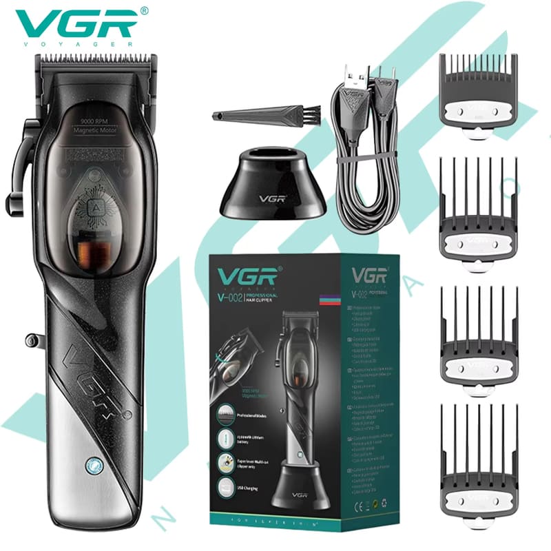 Stainless Steel Rechargeable Electric Hair Clipper Shaver Gradient Fine Trimming with Base Household Electric Shaver Rechargeable Dual-purpose