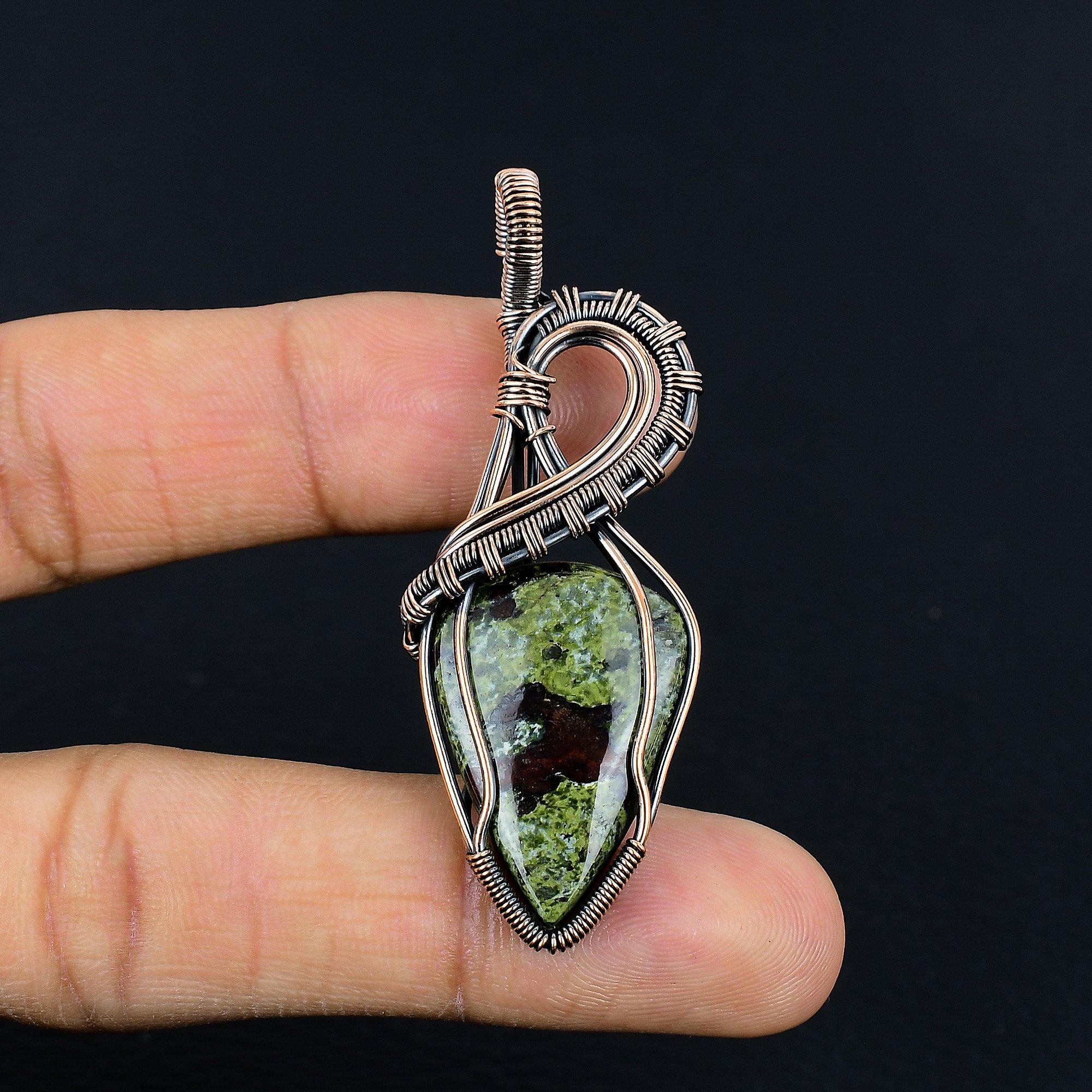 

Подвеска из яшмы Драконьей крови, обернутая медной проволокой 999 пробы, Ювелирные изделия с подвеской из драгоценного камня ручной работы, Подарки для жены, Новая подвеска 2.55 Inches