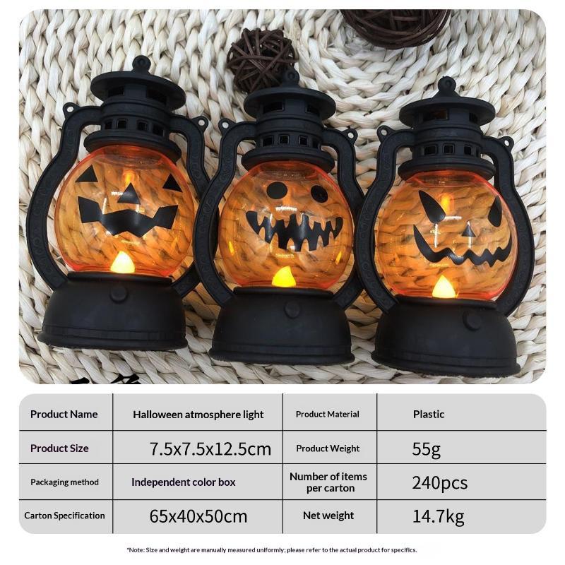 Mini Halloween Pumpkin Led Lantern With Warm Flickering Light For Halloween Home Party Tabletop Decor Gifts