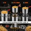 Type 304 Steel Stovetop Frying Saucepan Set with Removable Perforated Basket, Lid, and Narrow Deep Shape for Frying Modest Servings and Draining