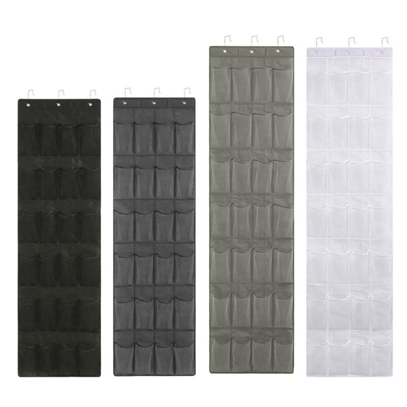 24/28 Grid Wall-mounted Shoes Organizer Rack Over the Door Hanging Storage Holder Rack Bedroom Closets Shoes Storage Bag