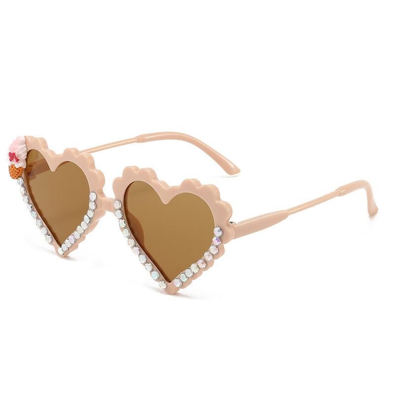 2026 Cute Ice Cream Kids Sunglasses Heart Frame UV Blocking Sweet Party Photo Props For Girls Children Birthday Gift KJ243