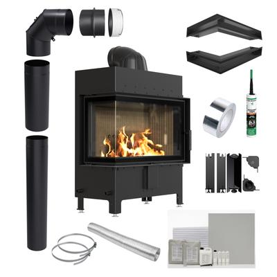 KRATKI LUCY Left 14 kW Ø200 BLACK Fireplace Insert Installation Kit with Closing