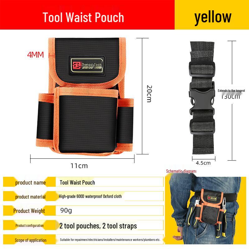 Portable Electrician Tool Belt: Sturdy, Multifunctional Waist Pouch for Construction Site Storage