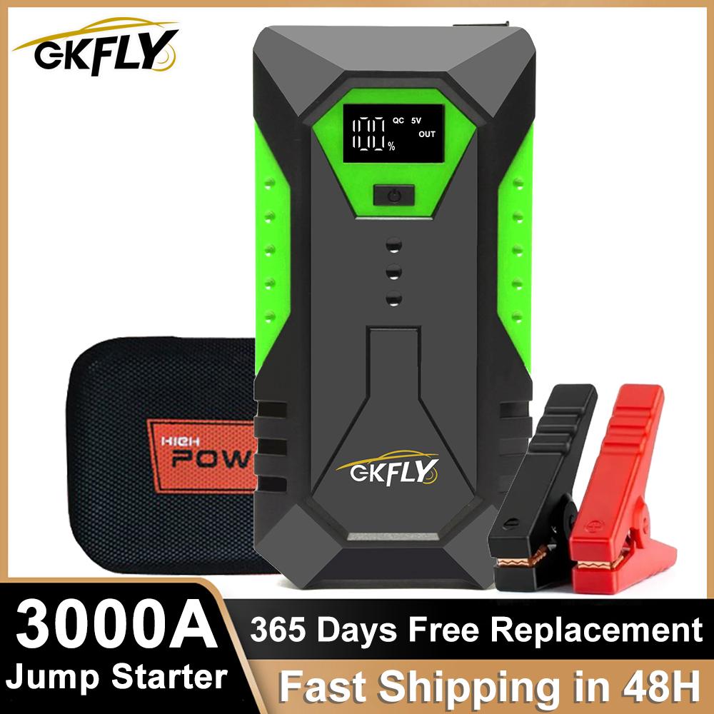Portable 3000A Car Jump Starter Power Bank 59.2Wh Portable Battery Station For 6.0L/5.0L Car Emergency Booster Starting Device 3000A Green
