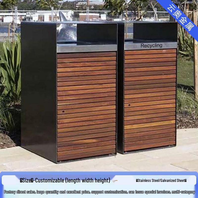 Large Stainless Steel Outdoor Trash Can for Parks and Municipal Areas