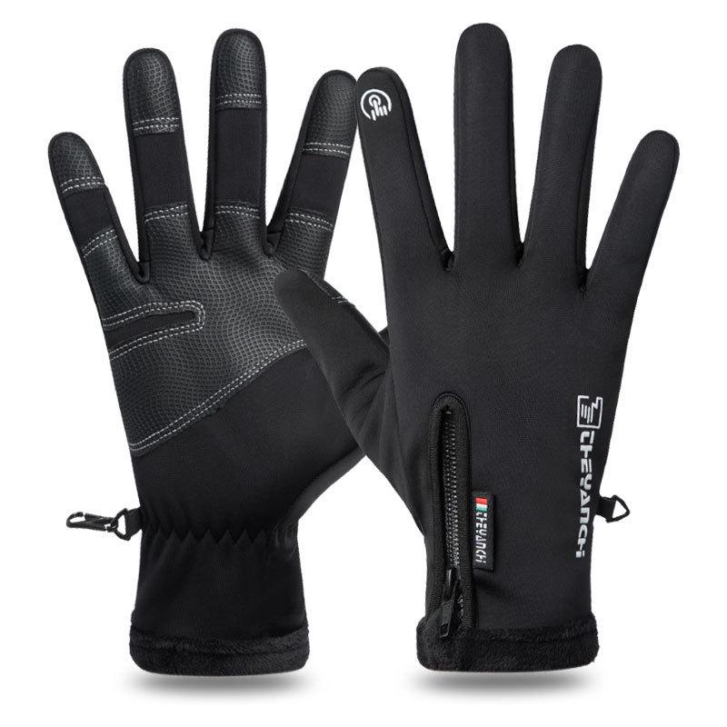 Men's Winter Windproof Waterproof Fingerless Touchscreen Cycling Gloves - Warm Fleece for Outdoor Sports