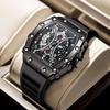 ZIDO Men's Luminous Waterproof Tonneau Quartz Skeleton Watch 1704