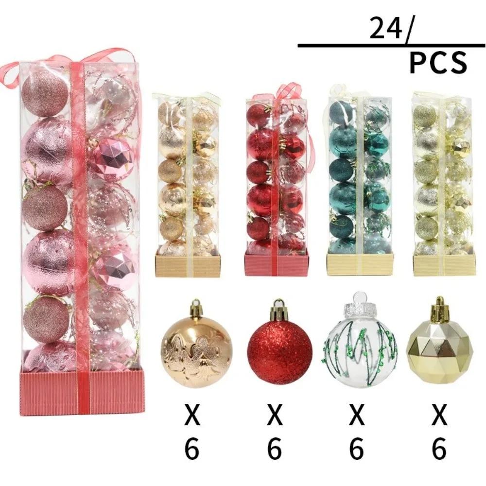 24pcs Creative 4/6cm Christmas Ball Set Plastic Gift Ball Xmas Tree Hanging Christmas Decorations Xmas Baubles Xmas Ball