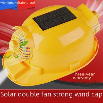 Outdoor Solar-Powered Cooling and Lighting Helmet for Summer Work Sites