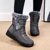 Damen Winterstiefel mit Kaninchenfell-Fell, hohe Absätze, warm, seitlicher Reißverschluss, wasserdicht
