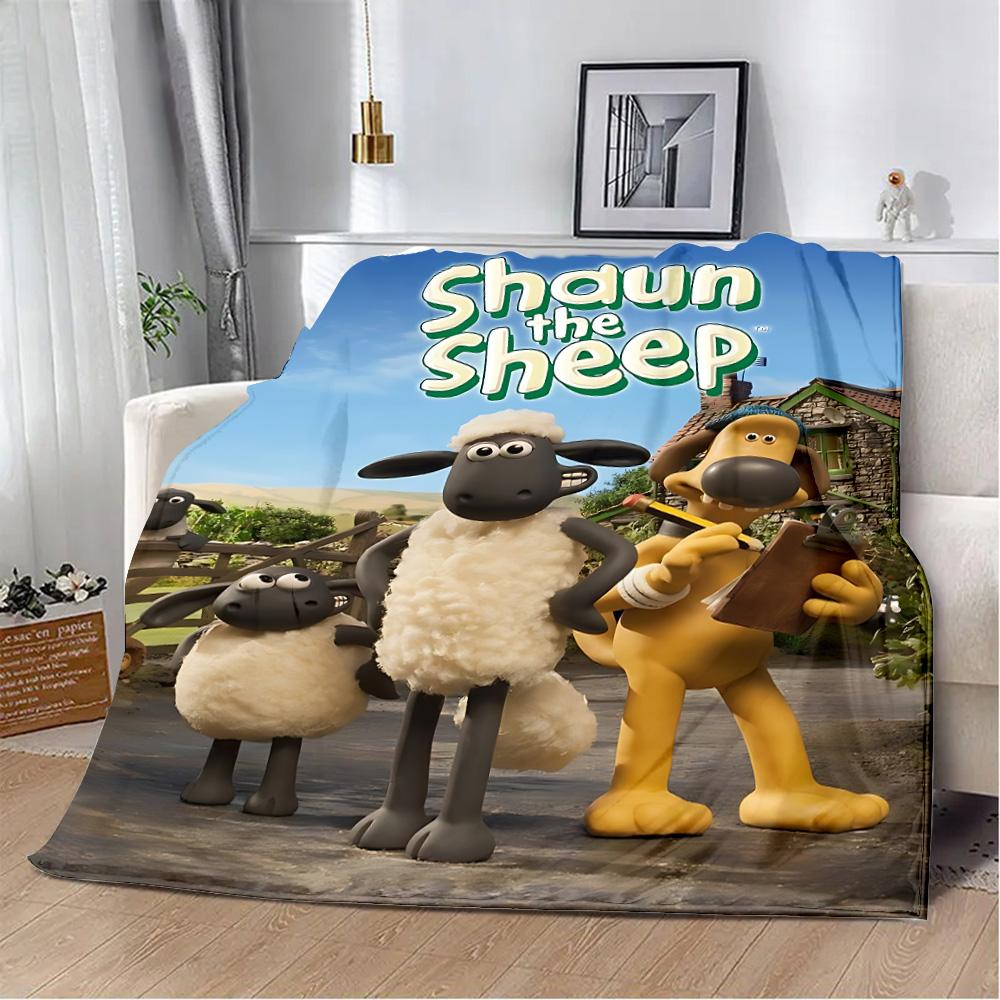 Cartoon the Sheeps Printed Blanket Picnic Blankets Warm Blanket Soft and S-shauns  Comfortable Blanket Home Travel Birthday Gift