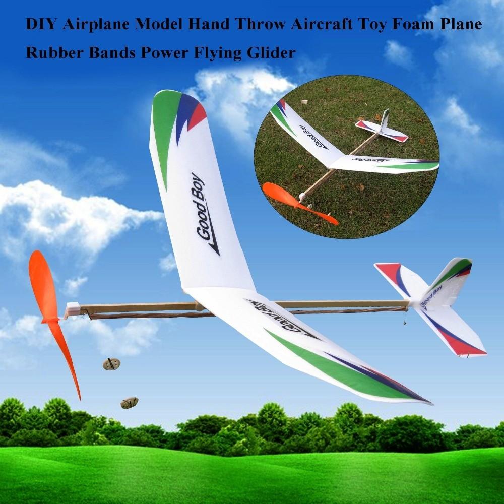 Rubber Bands Power DIY Airplane Model Multicolors Foam Plane Flying Glider for Kids Outdoor