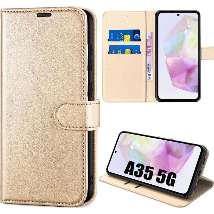 Coque de protection - booling - samsung galaxy a35 5g - cuir pu et tpu - anti-choc - porte-cartes