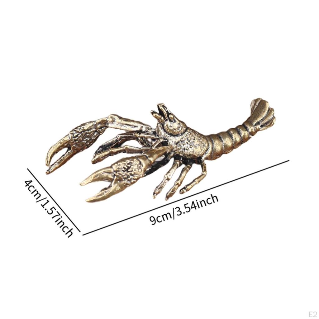 Crayfish Figurine Vintage Desktop Decorations Crafts Brass Gift Statue Tea Pet for Living