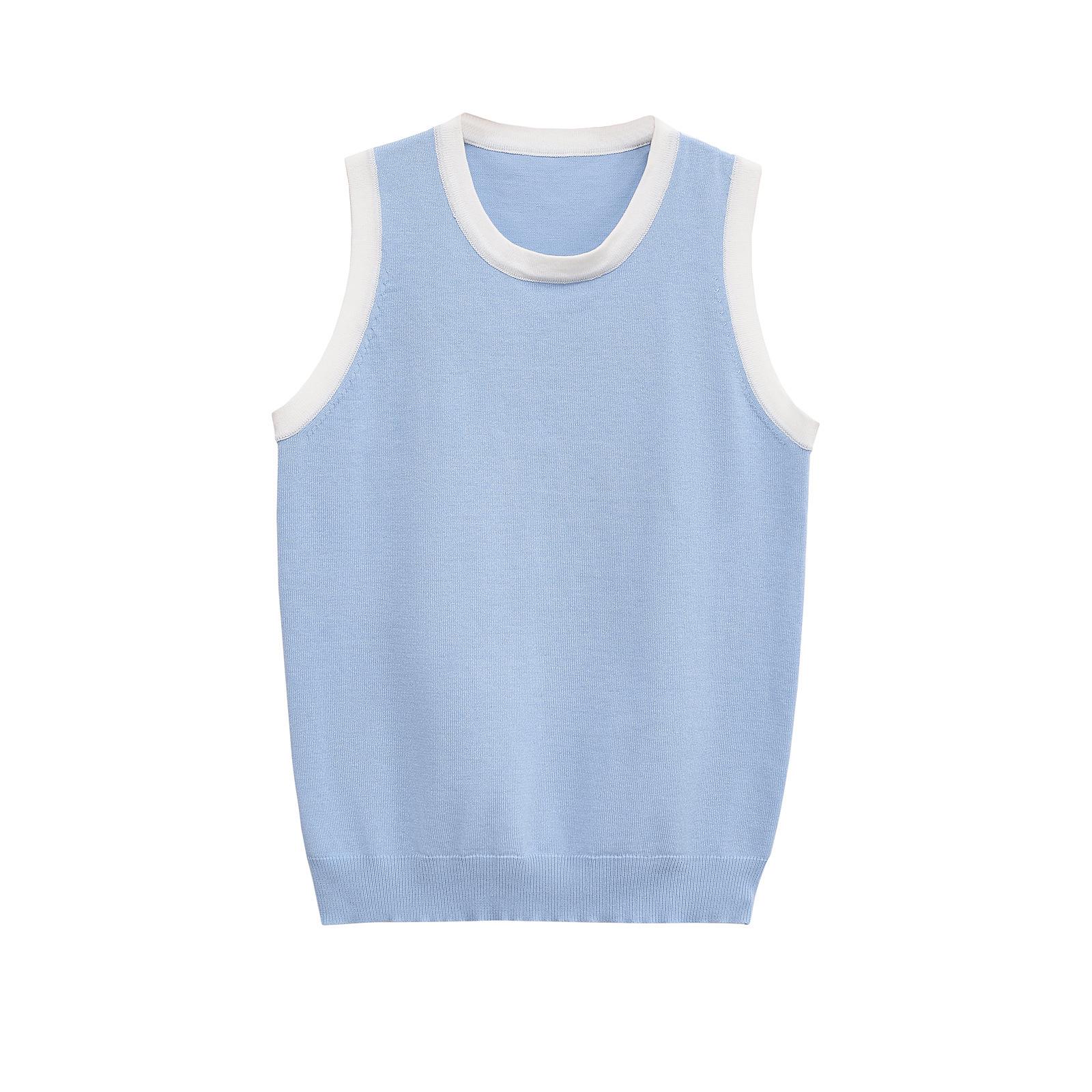 European & American Style Solid Color Knit Slimming Vest Small