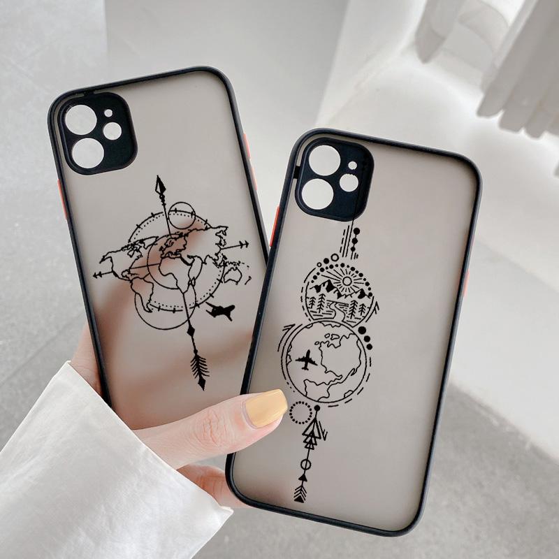 World Map Travel Airplane Phone Case For Iphone 16 15 13 14 11 12 Pro Max 7 8 Plus SE2 X XR XS Back Shockproof Cover Shells