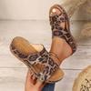 Ladies Shoes 2025 New Leopard Print Women's Slippers Outdoor Casual Summer Plus Size Open Toe Concise Wedge Slippers