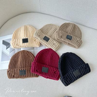 Children's Ripped Warm Woolen Hat Fashionable Baby Autumn and Winter New Letter Logo Knitted Hat  Student Versatile Cold Proof Hat