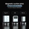 3A LED magnetinis USB kabelis Greitas iPhone įkrovimas C tipo kabelis Magnetinis įkroviklis duomenų įkrovimas Micro USB kabelis Mobiliojo telefono laidas USB laidas