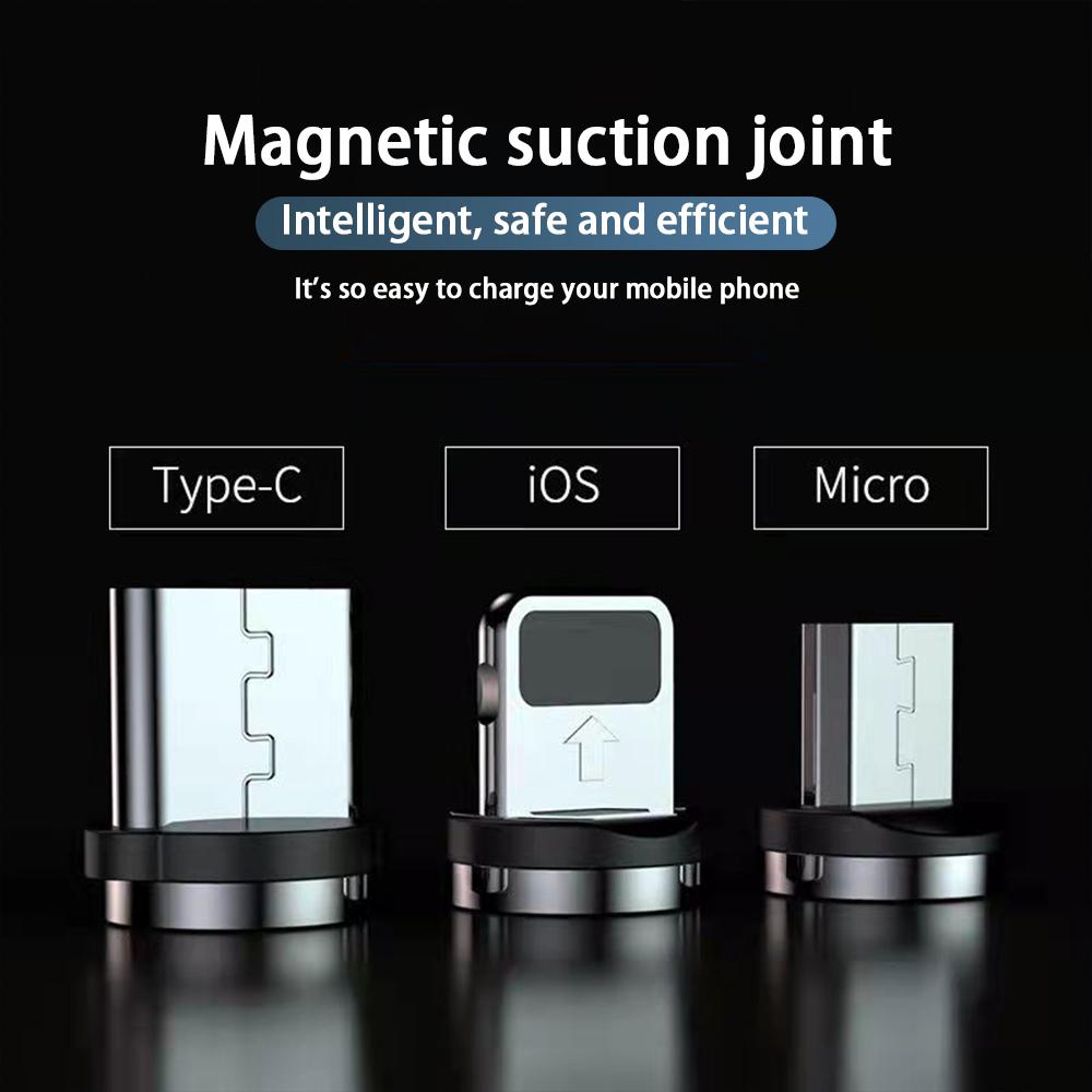3A LED magnetinis USB kabelis Greitas iPhone įkrovimas C tipo kabelis Magnetinis įkroviklis duomenų įkrovimas Micro USB kabelis Mobiliojo telefono laidas USB laidas