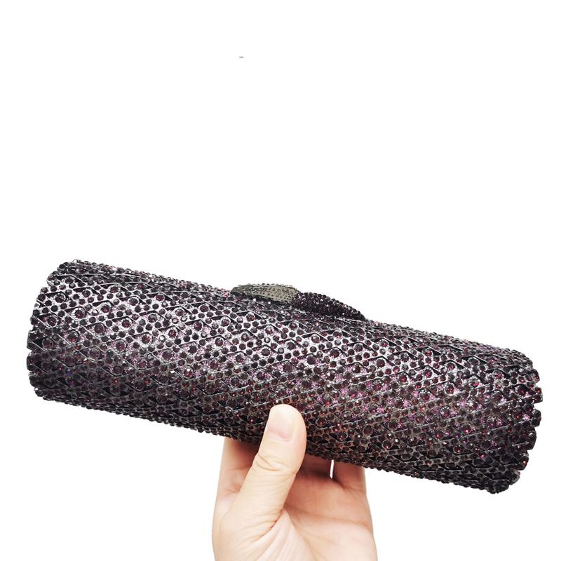 

Dazzling Long AB Rhinestone Evening Clutch Bags Luxury Women’s Silver/Blue Diamond Wedding Purse Clutches Prom Dinner Bags Lady 19.5cmX9cmX9cm темно-фиолетового
