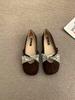 French niche design retro flat-bottomed ballet dance shoes soft-soled flat-heeled shallow mouth one-word belt single shoes square head