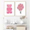 Modrý gumový medvídek Růžový balónkový pes Plakát Preppy Plátno Malba Tisk Trendy Nástěnné umění Dětský pokoj Domácí dekorace