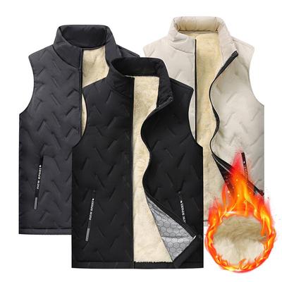 Men's Lambswool Cotton Fleece-Lined Winter Vest - Thick, Warm, Sleeveless Outerwear