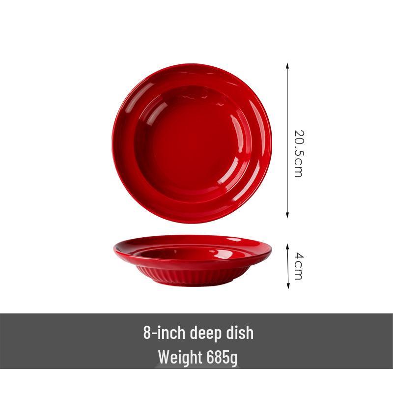 Retro Newlywed Tableware Set - Red Bowls & Plates Wedding Gift 2025 Style