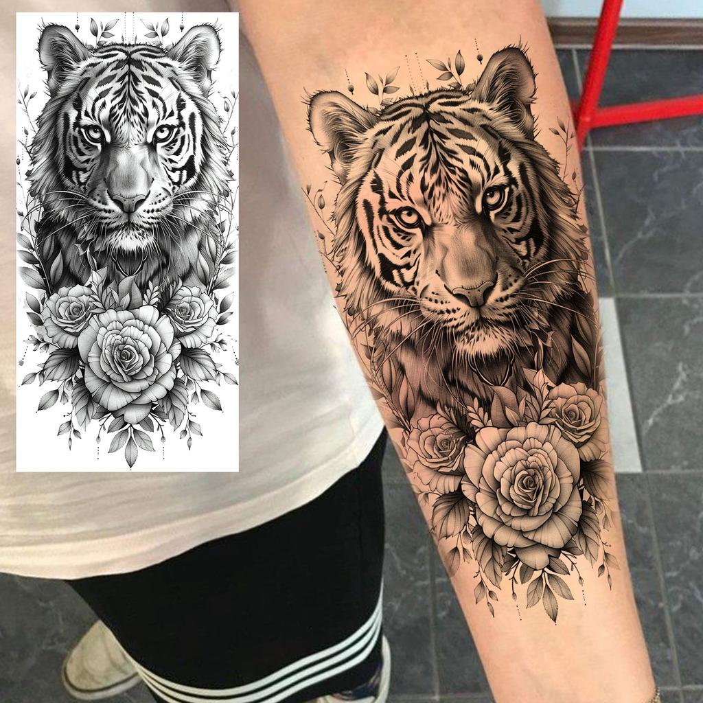 1 Sheet Sketch Flower Animals Temporary Tattoos For Women Long Lasting Waterproof Elephant Turtle Fake Tattoo Body Art Stickers