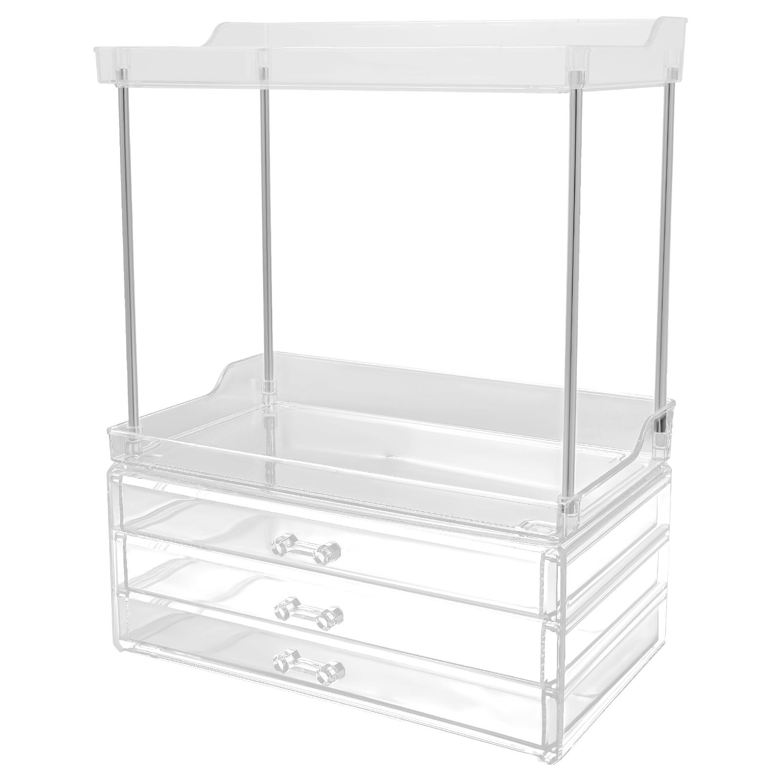 Makeup Storage Box With 3 Tier Drawer Plastic cosmetics Lipstick Holder Transparent Dressing Table Skincare Product Organiser