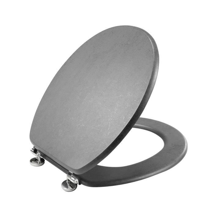 Abattant WC - Allium - 37 x 46 cm - MDF effet béton - Charnières métal - Universel