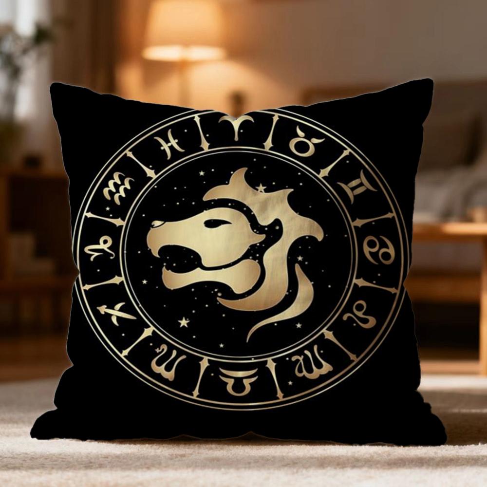 TTwelve Constellations Cushion Cover Soft Washable Pillow Case Multi-Scene for Couch Bed Travel Office Use