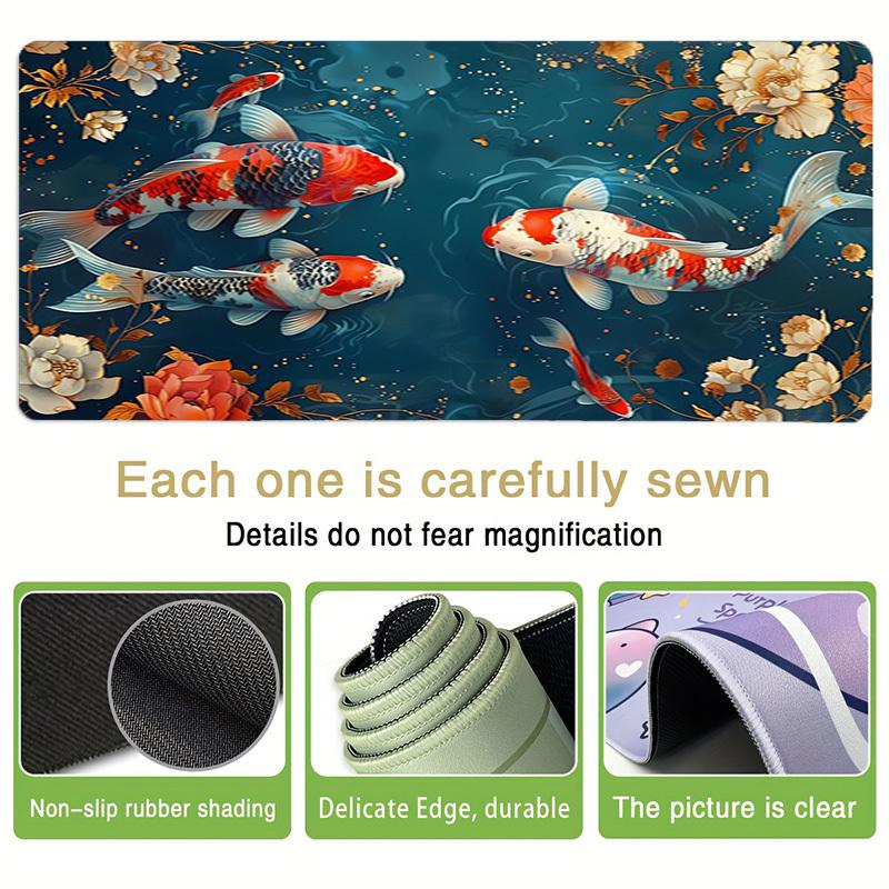 1pc Koi Fish Pond Flowers Artwork Computer Pad Mouse Pads for Desk,Gamers and Office Use 020268