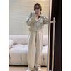 Women's Casual Spring & Autumn Two-Piece Set: Fashion Hoodie & Wide-Leg Pants - Age-Defying & Slimming Design