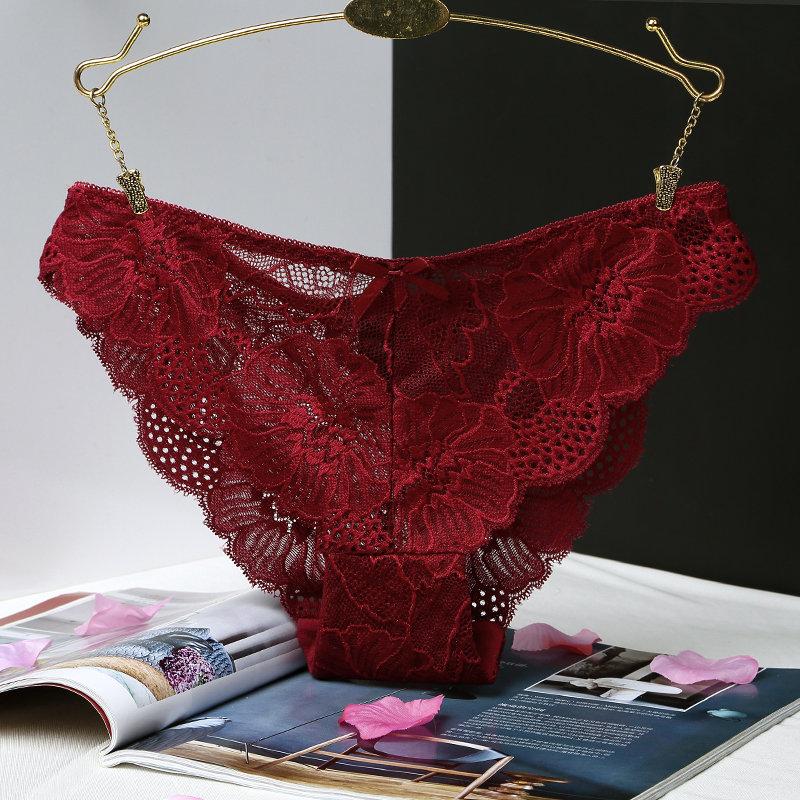 1Pcs Sexy Lace Transparent Briefs Underwear For Woman Female Low-Rise Panties With Bow Women's Underwear Intimates
