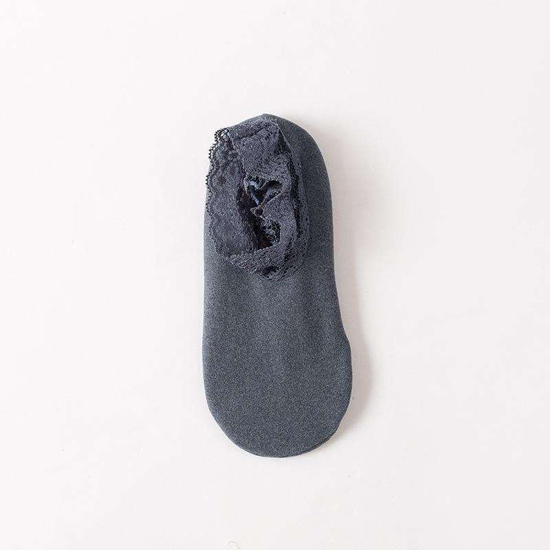 German Velvet Short Socks with Lace Trim, Thickened Warm Silicone Anti-slip Floor Socks for Autumn and Winter, Low-top Loose Short Socks for Women