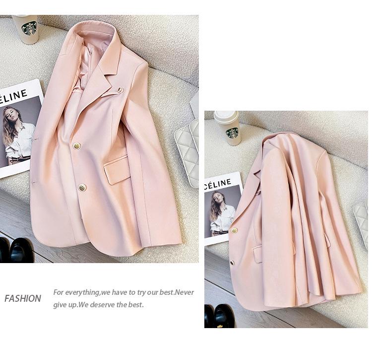 Women's Pink Loose Casual Suit Jacket - Age-Reducing, High-End, 2025 Spring/Autumn Collection
